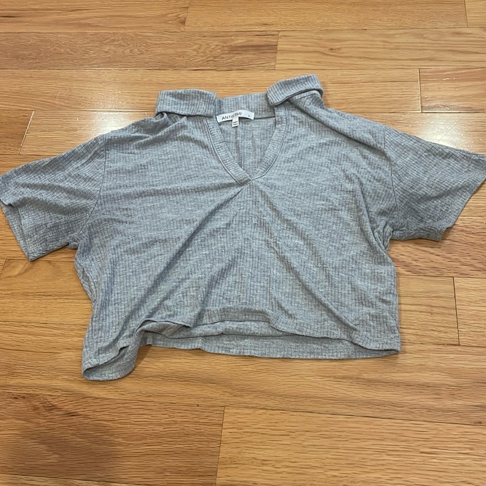 Grey collared crop top